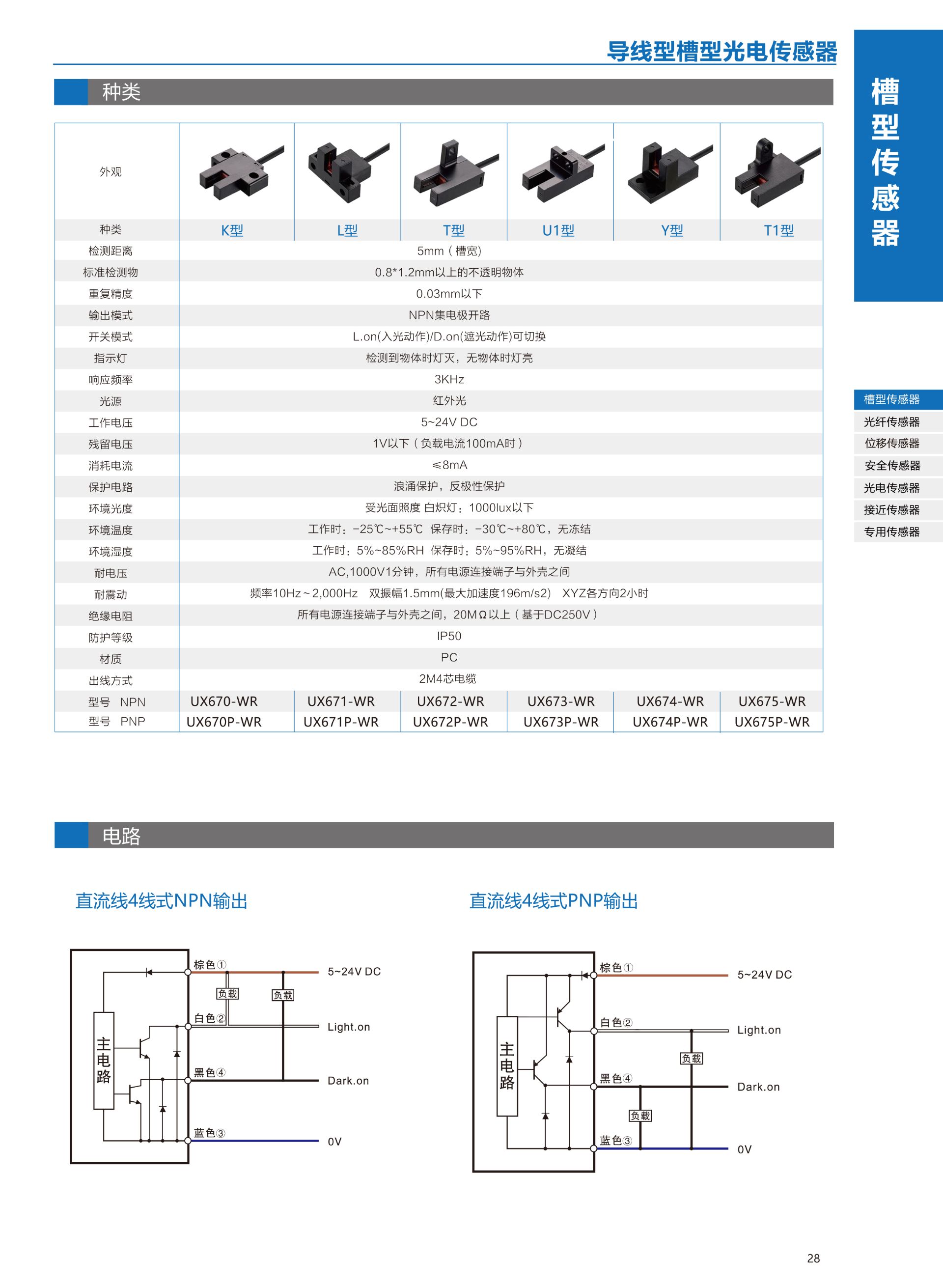 导线型槽型光电传感器