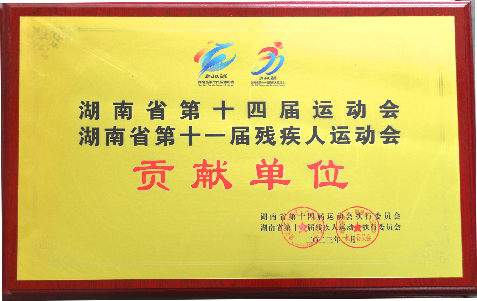 湖南省第十四届运动会湖南省第十一届残疾人运动会贡献单位